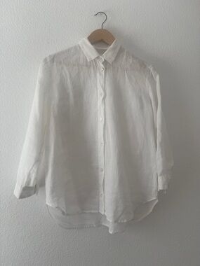 Beatrice Valenzuela White Linen Button-Down Shirt